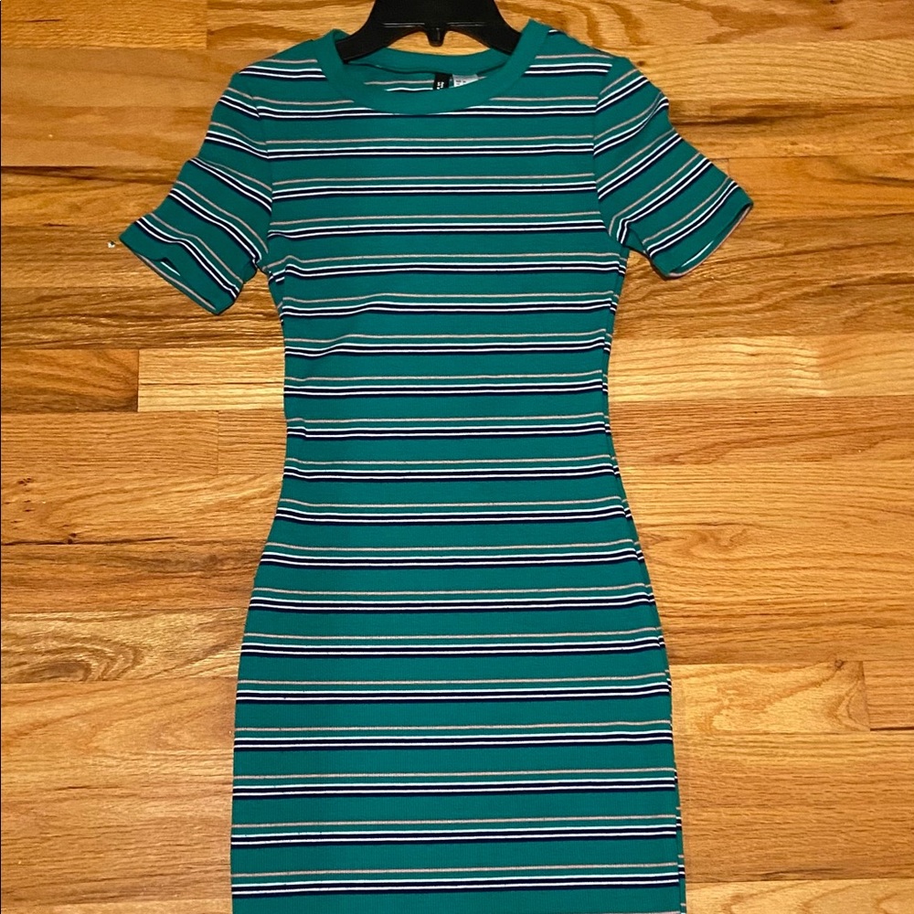 Green Striped Body Dress